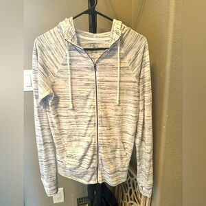 SO black and white zip up sweatshirt